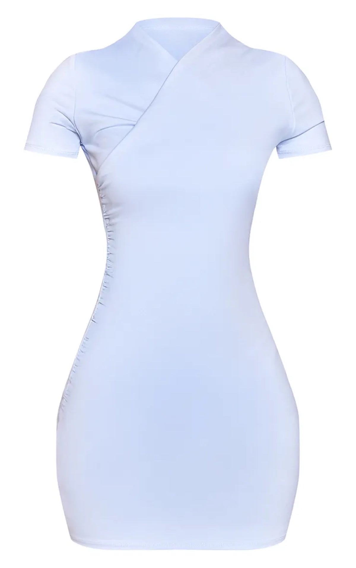 Light blue ruched bodycon mini dress - product only